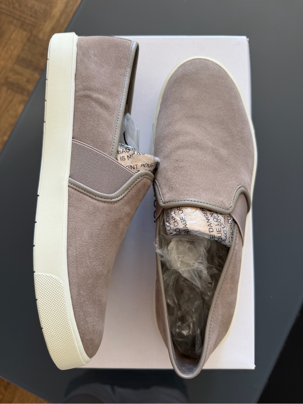 Vince Preston Slip-On Suede Sneakers in light woodsmoke